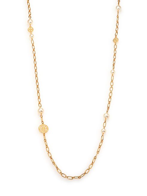 Tory Burch - Evie Chain Rosary Necklace/Goldtone