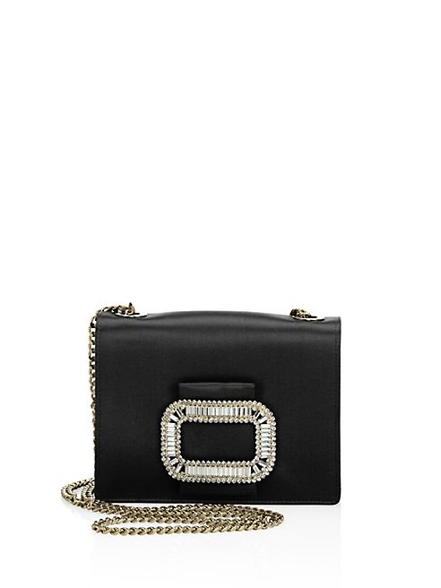 Roger Vivier - Evening Micro Crystal Buckle Satin Chain Shoulder Bag