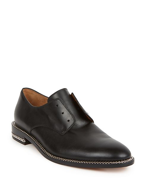 Givenchy - Leather Chain-Trimmed Loafers