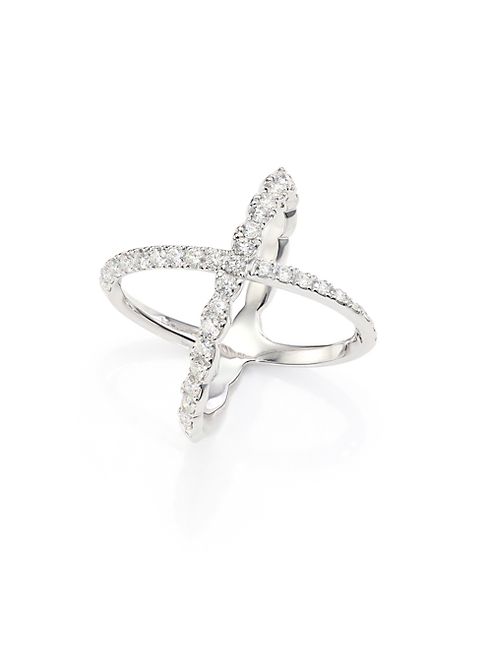 HEARTS ON FIRE - Lorelei Diamond & 18K White Gold Crisscross Ring