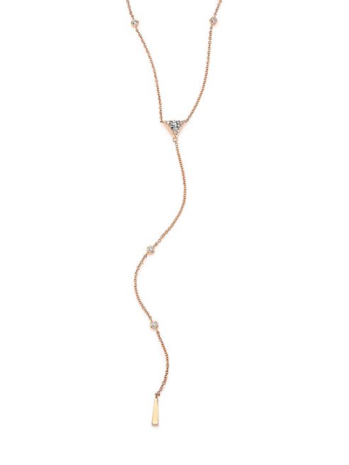 HEARTS ON FIRE - Triplicity Diamond & 18K Rose Gold Lariat Necklace