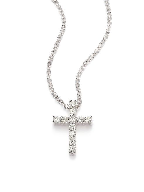 HEARTS ON FIRE - Whimsical Diamond & 18K White Gold Cross Pendant Necklace