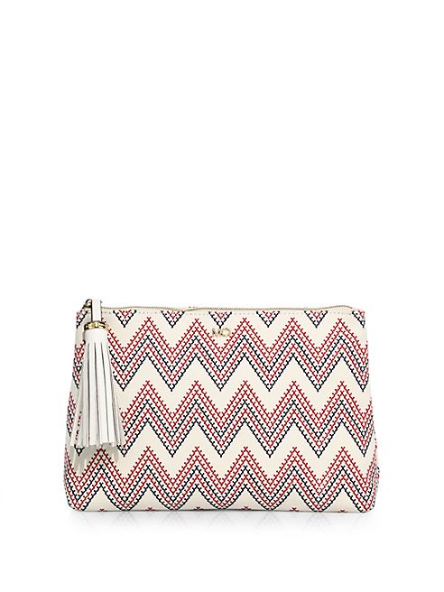 Melissa Odabash - Zig-Zag Cotton & Leather Pouch