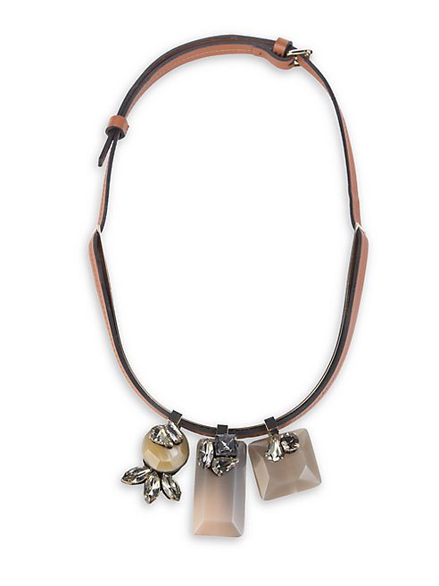 Marni - Horn & Leather Triple-Pendant Necklace