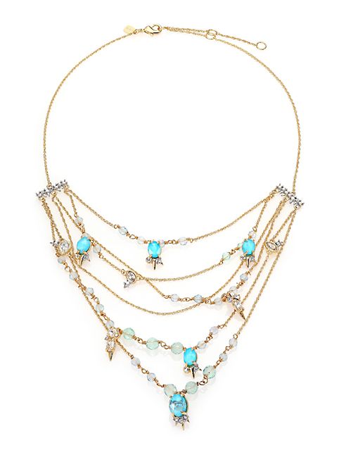 Alexis Bittar - Elements Crystal, Howlite & Fluorite Spike Accented Multi-Strand Necklace