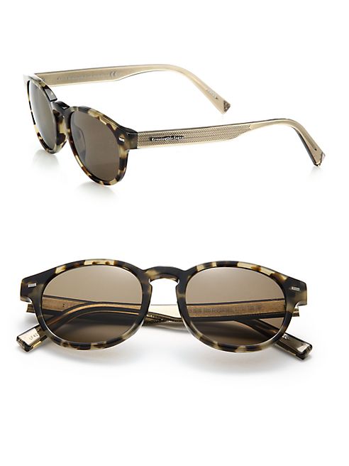 Ermenegildo Zegna - 51MM Round Acetate Sunglasses