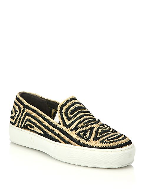 Robert Clergerie - Tribal Raffia Slip-On Sneakers