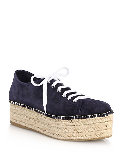 Miu Miu - Suede Lace-Up Platform Espadrille Sneakers