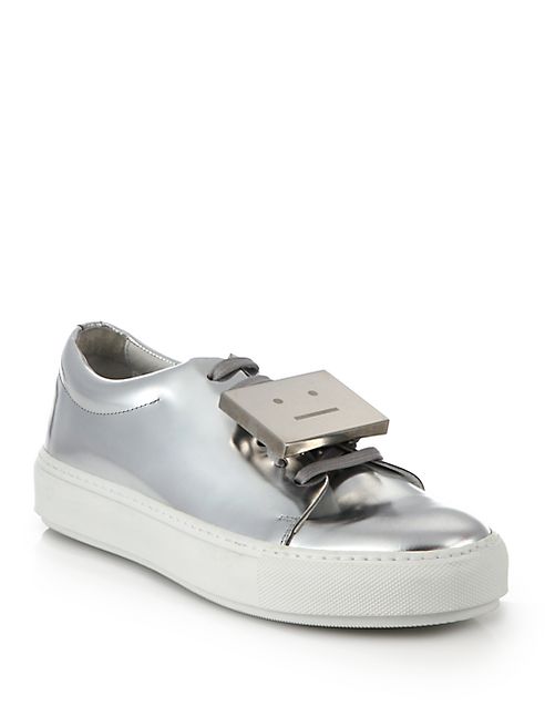 Acne Studios - Adrianna Metallic Leather Emoticon Sneakers