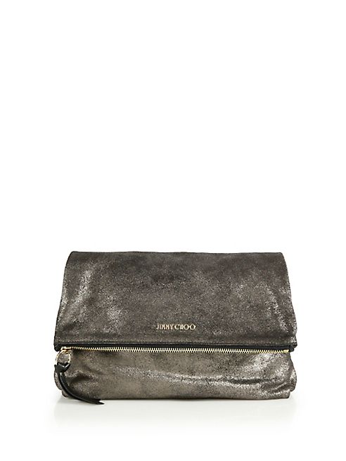 Jimmy Choo - Shimmer Suede Fold-Over Clutch