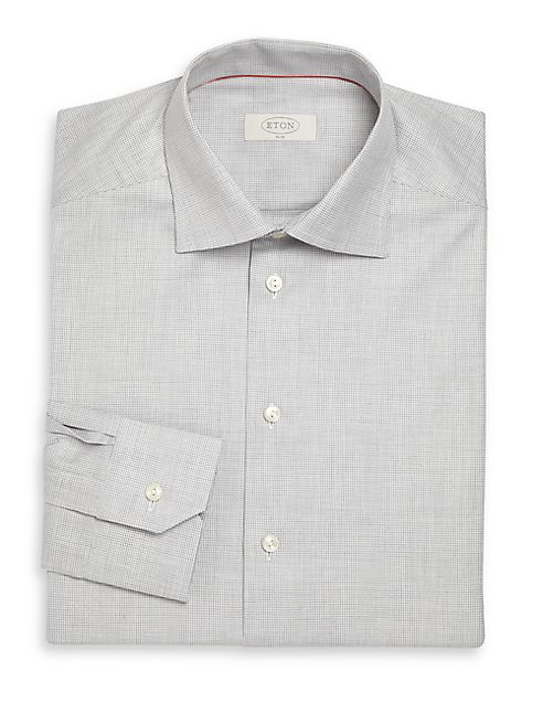 Eton - Slim-Fit Houndstooth Cotton Dress Shirt