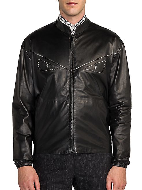 Fendi - Staple Stitch Monster Leather Jacket