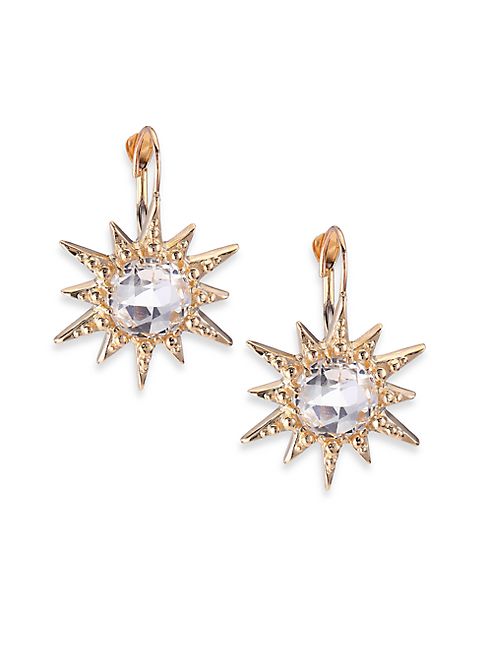 Anzie - Aztec White Topaz & 14K Yellow Gold Starburst Earrings