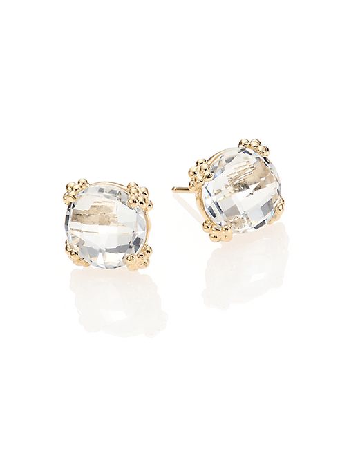 Anzie - Dew Drop White Topaz & 14K Yellow Gold Stud Earrings