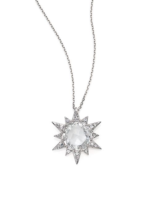 Anzie - Aztec White Topaz, White Sapphire & Sterling Silver Starburst Pendant Necklace