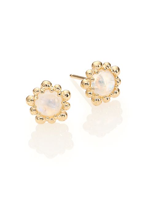 Anzie - Dew Drop Moonstone & 14K Yellow Gold Stud Earrings