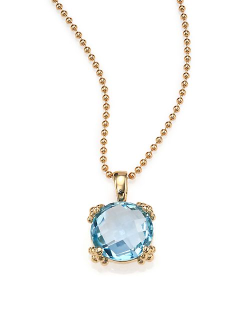 Anzie - Dew Drop Sky Blue Topaz & 14K Yellow Gold Pendant Necklace