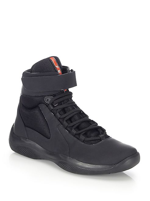 Prada - Velcro-Strap High-Top Sneakers