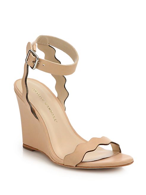 Loeffler Randall - Piper Scallop Leather Wedge Sandals