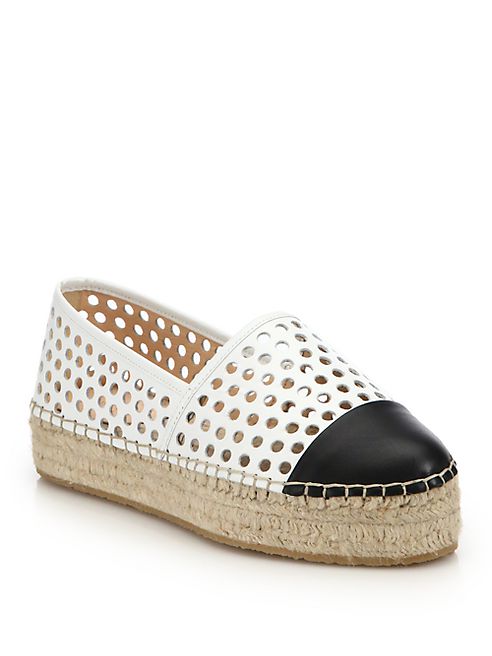 Loeffler Randall - Mariko Perforated Leather Platform Espadrille Flats