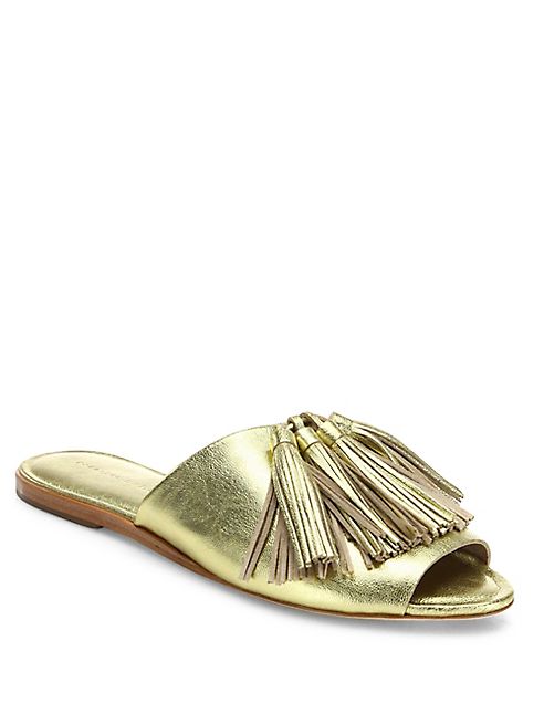 Loeffler Randall - Kiki Tassel Metallic Leather Slides