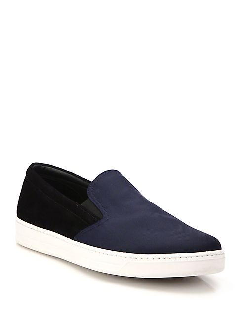 Prada - Suede & Nylon Slip-On Sneakers