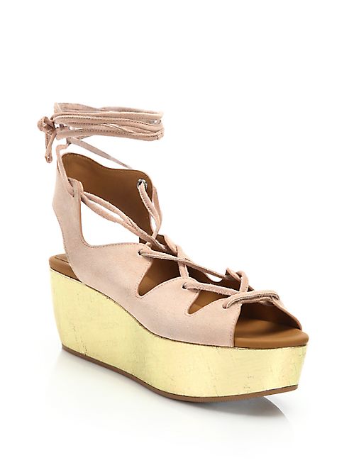 See by Chloé - Liana Suede Lace-Up Platform Wedge Sandals