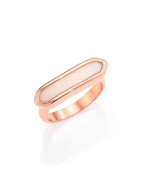 Monica Vinader - Baja 18K Rose Gold-Plated Vermeil & Chalcedony Long Ring