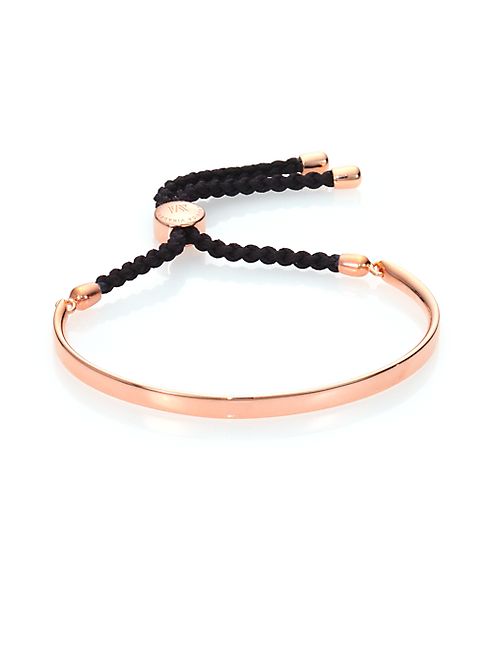 Monica Vinader - Fiji 18K Rose Gold Vermeil Friendship Bracelet/Black