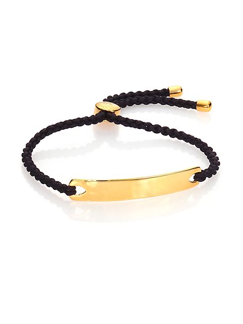 Monica Vinader - Havana Hammered 18K Yellow Gold Vermeil Friendship Bracelet/Black