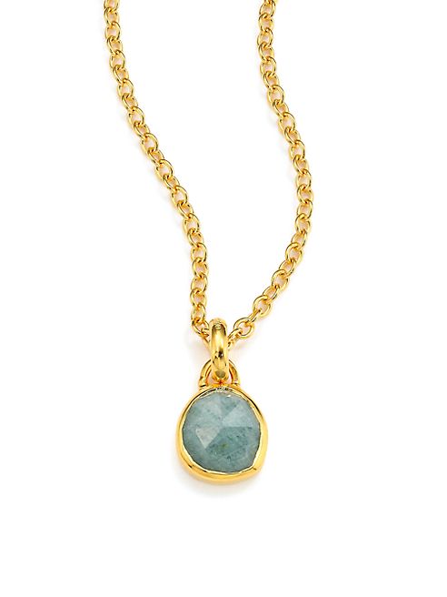 Monica Vinader - Mini Siren Aquamarine Bezel Pendant