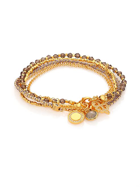 Astley Clarke - Biography Golden Opportunities White Sapphire, Smoky Quartz & Labradorite Silken Beaded Charm Bracelet