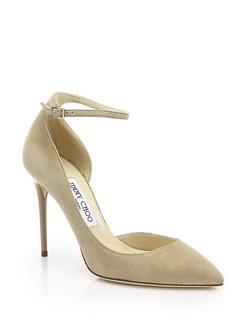 Jimmy Choo - Lucy 100 Suede Ankle-Strap Pumps