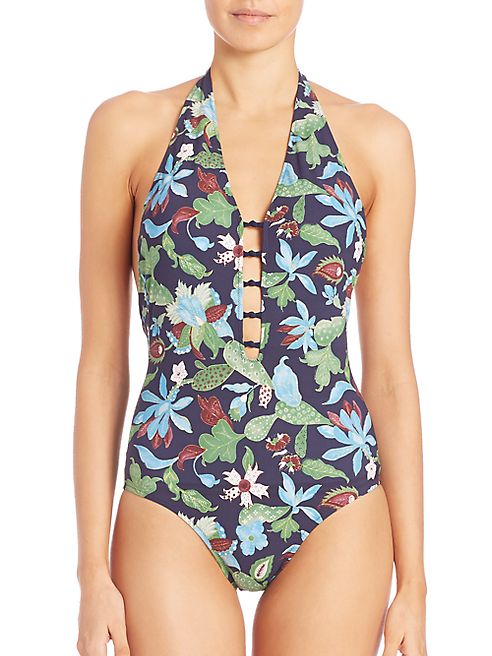 Tory Burch - One-Piece Wisteria Plunging Swimsuit