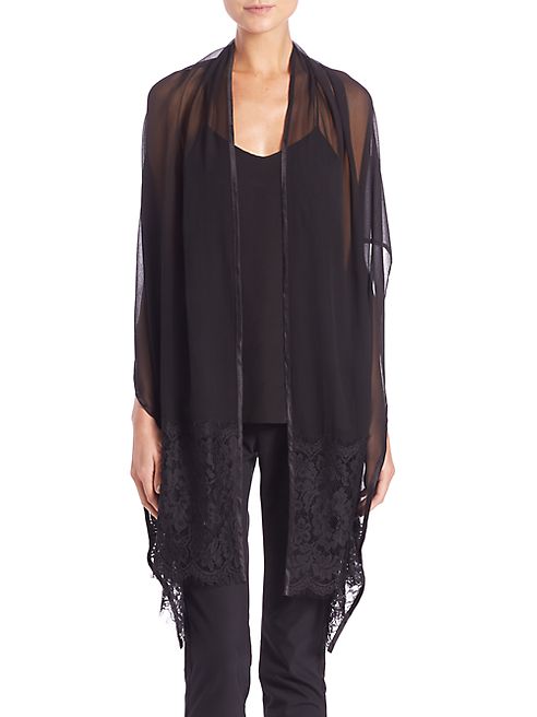 Harrison Morgan - Lace-Trim Silk Shawl