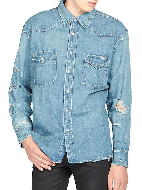 Saint Laurent - Distressed Denim Shirt