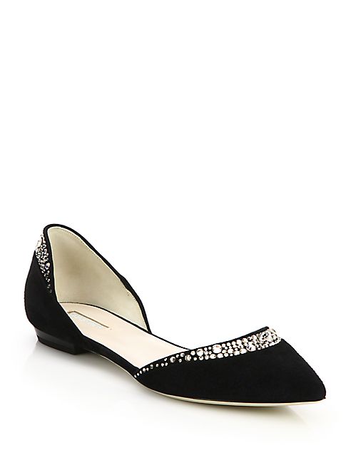 Giorgio Armani - Crystal-Trimmed Suede Flats