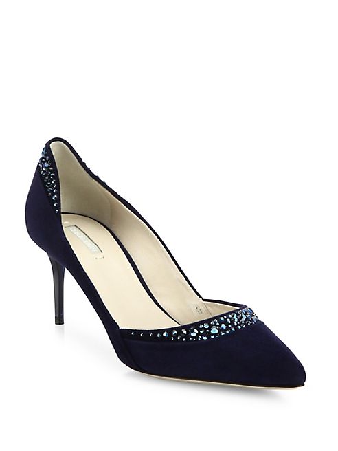 Giorgio Armani - Crystal-Trimmed Suede Pumps