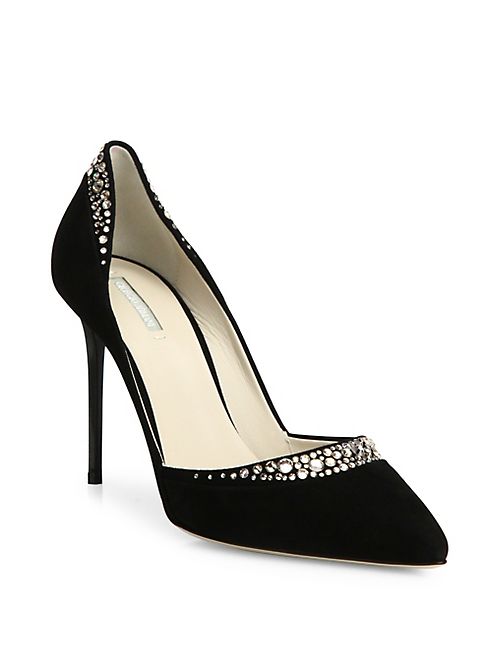 Giorgio Armani - Crystal-Trimmed Suede Pumps