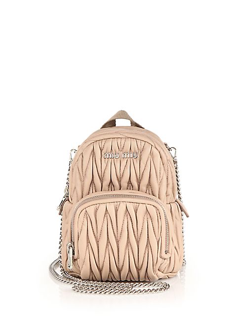 Miu Miu - Mini Matelasse Leather Crossbody Backpack