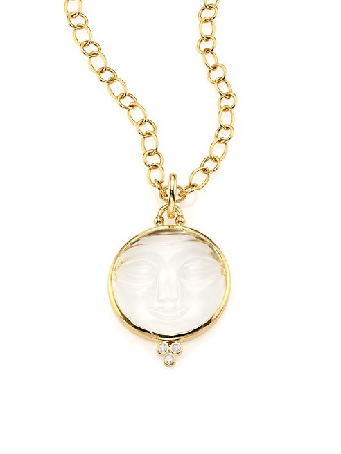 Temple St. Clair - Celestial Crystal, Diamond & 18K Yellow Gold Moonface Pendant