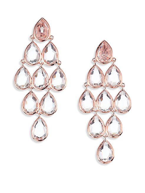 IPPOLITA - Rosé Rock Candy Clear Quartz Teardrop Chandelier Earrings