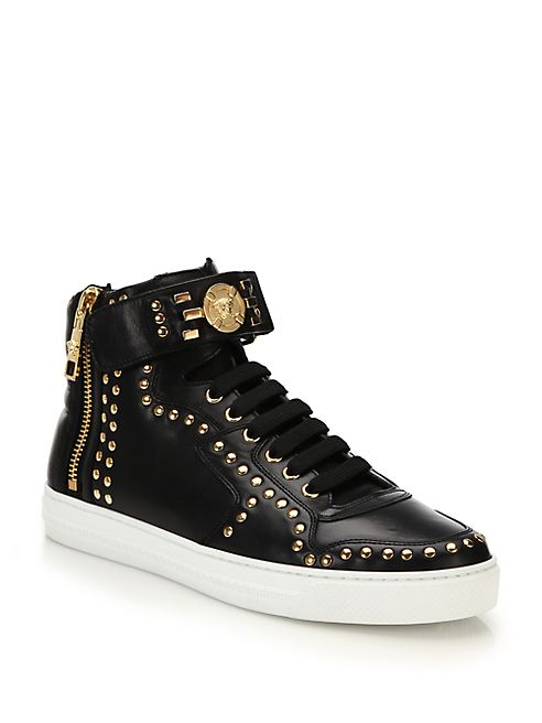 Versace - Studded Logo High-Top Sneakers