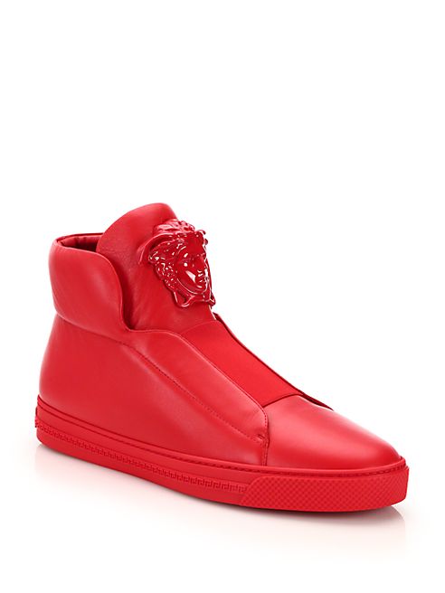 Versace - Idol Tonal Pallazo Leather High-Top Sneakers