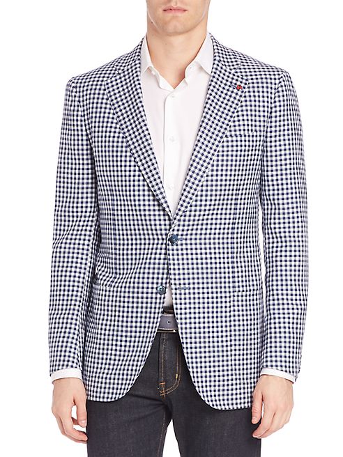 ISAIA - Gingham Two-Button Blazer