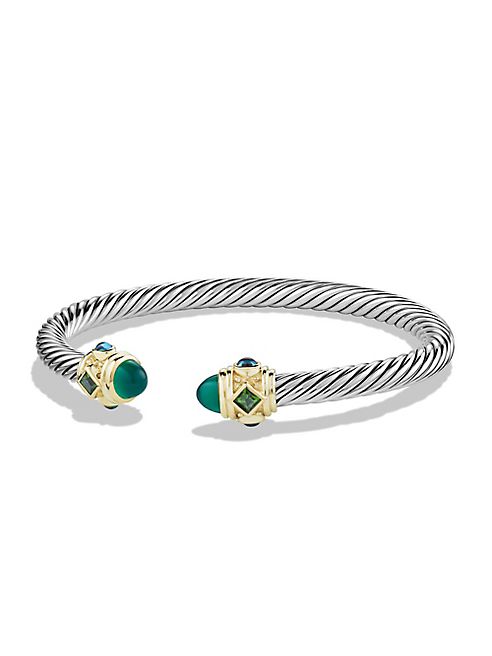 David Yurman - Bracelet with Green Onyx, Chrome Diopside, Hampton Blue Topaz and 14K Gold