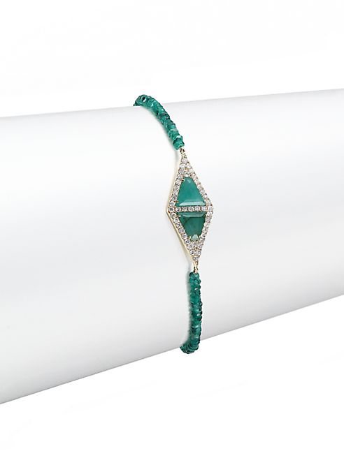 Meira T - Diamond, Emerald & 14K Yellow Gold Bracelet