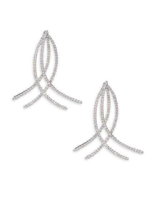 Meira T - Pavé Diamond & 14K White Gold Drop Earrings