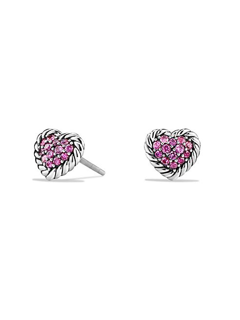 David Yurman - Chatelaine Heart Earrings with Pink Sapphire