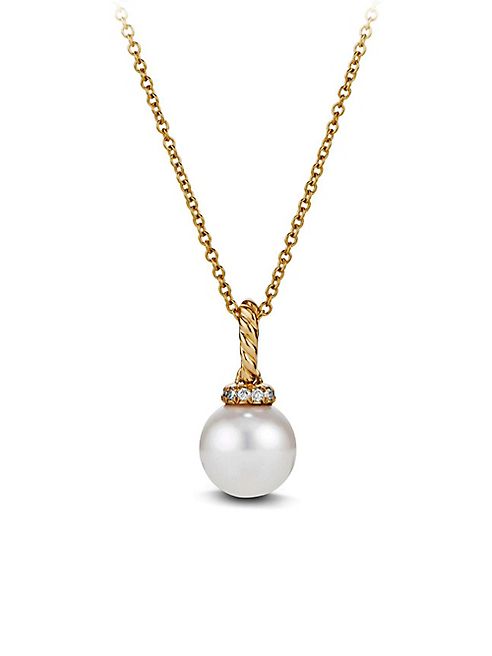 David Yurman - Solari 10MM Freshwater Pearl Pendant Necklace with Diamonds in 18K Gold